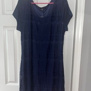 Navy blue crochet sheath cocktail dress NWT